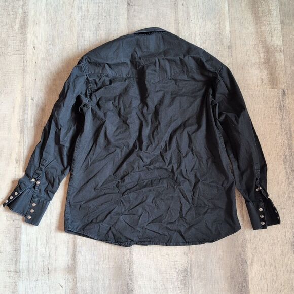 Vintage Drysdales Black Pearl Snap Button Down Shirt L Pockets New Old West - Picture 6 of 6